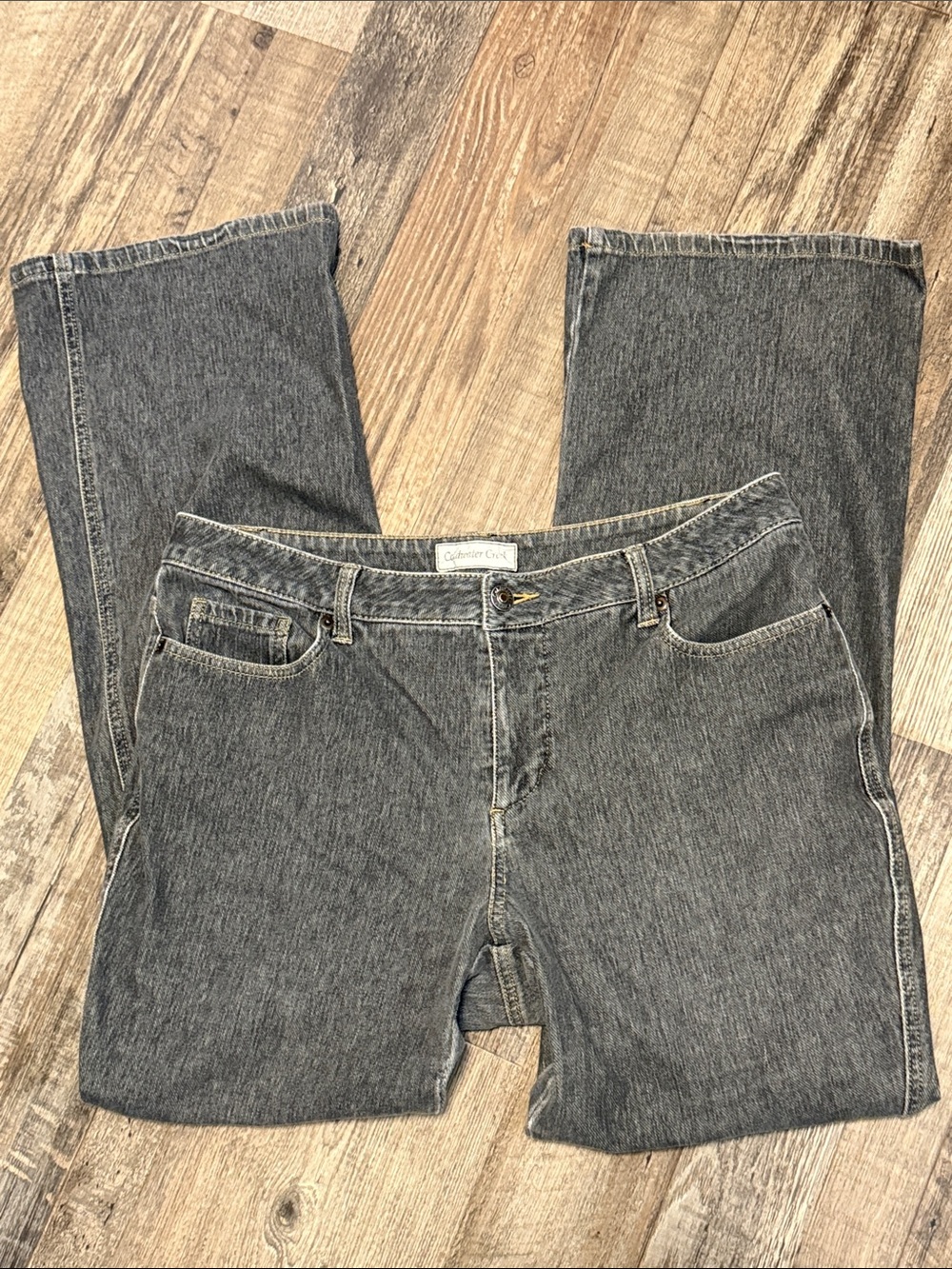Coldwater Creek Womens Classic Fit Wide-Leg Jeans Grey Size 12 P